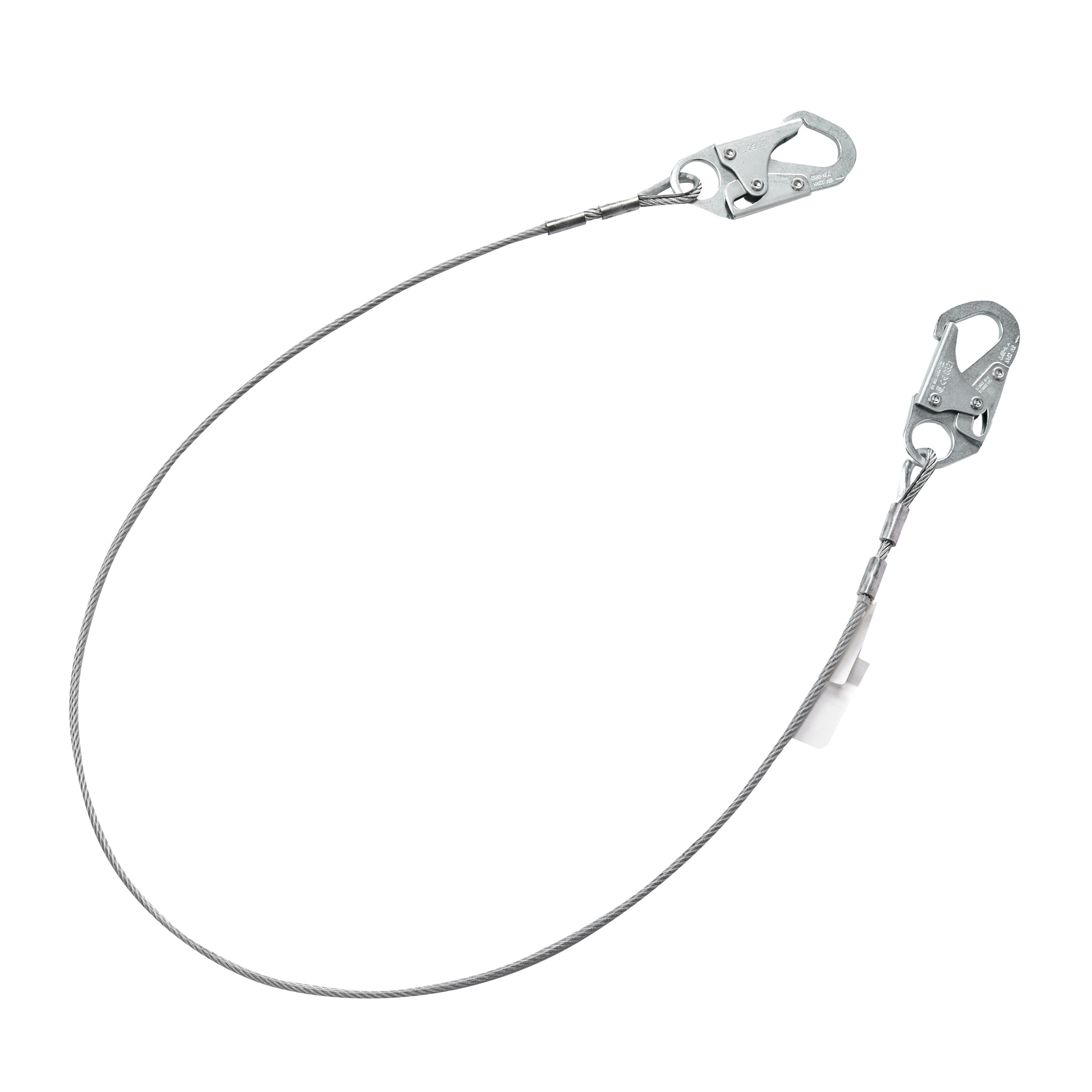 V-Series cable single-leg fixed restraint lanyard, 6',36C small snaphooks, ANSI Z359.3-2017